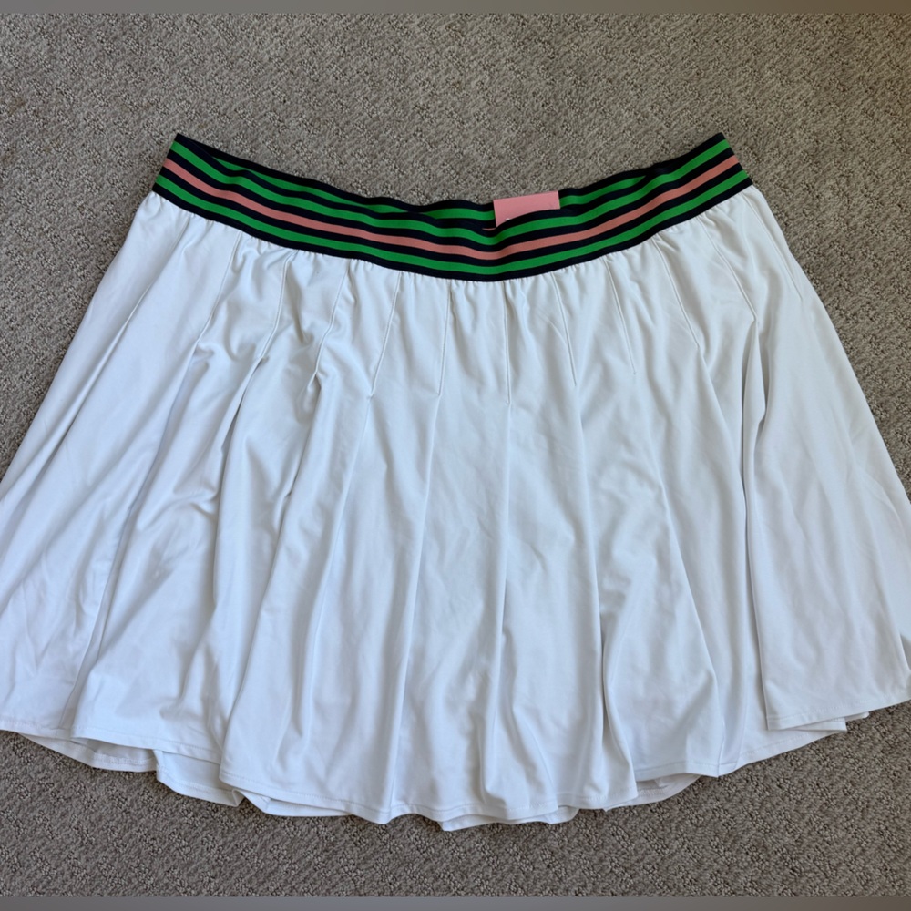Livi for Lane Bryant White Skirt with Pink and Green Stripe Waistband